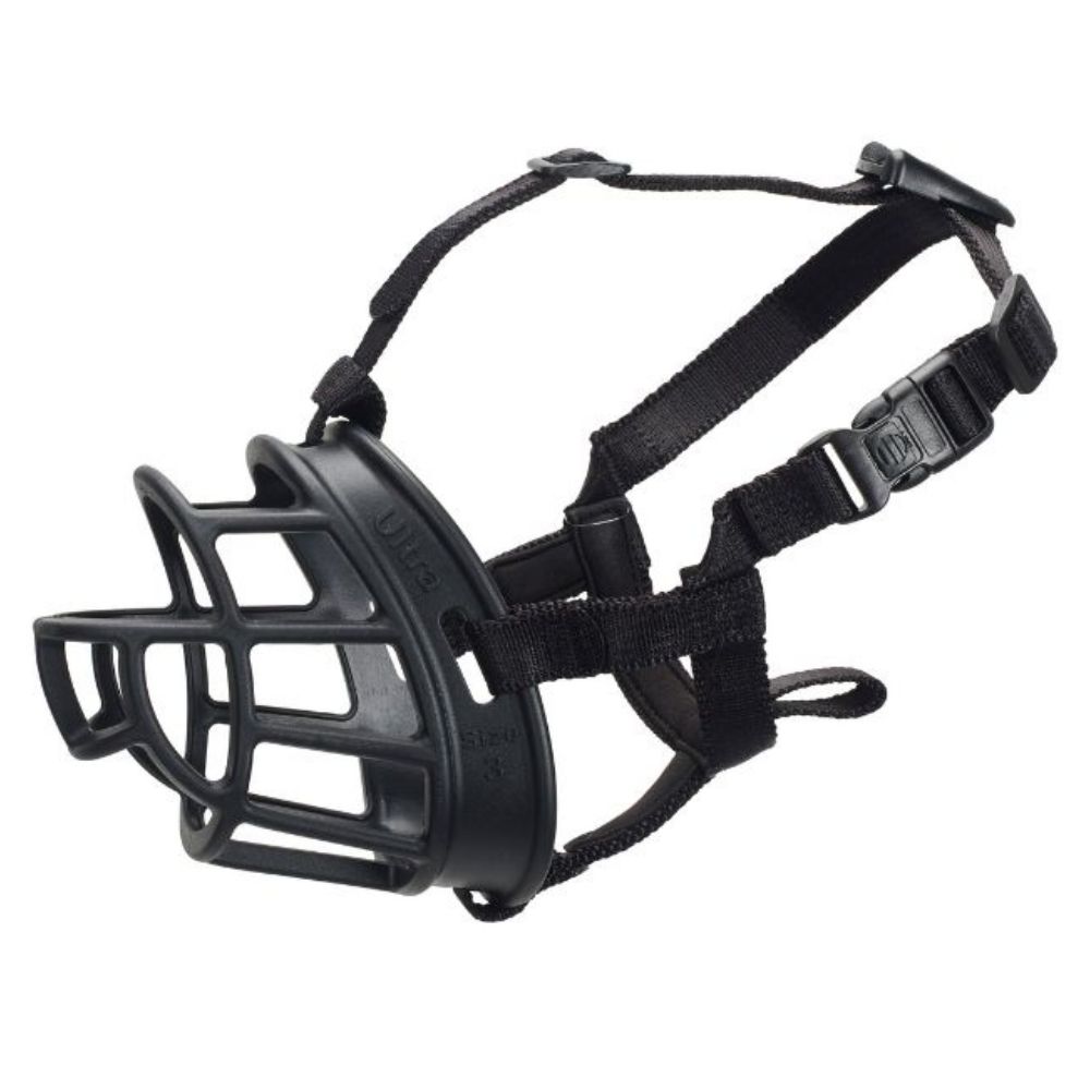Baskerville Ultra Basket Dog Muzzle – Humane, Breathable & Secure Fit – Black
