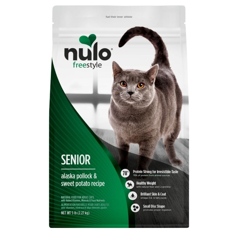 Nulo FreeStyle Senior Dry Cat Food - Grain Free Alaska Pollock & Sweet Potato Recipe