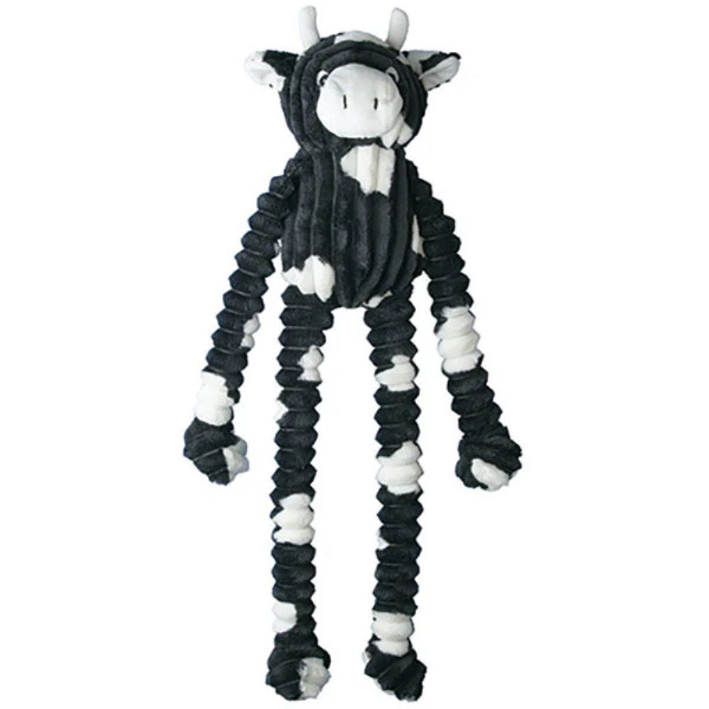 Patchwork Pet Muttley Crew Plush Dog Toy - Soft & Interactive with Squeakers & Grunter - Calvin Cow