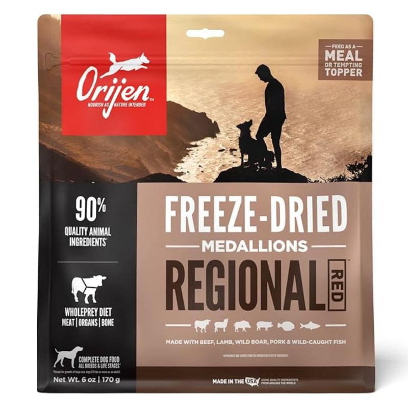 Orijen Freeze Dried Medallions Dog Food - High Protein & Nutrient Rich Raw Animal Ingredients - Regional Red