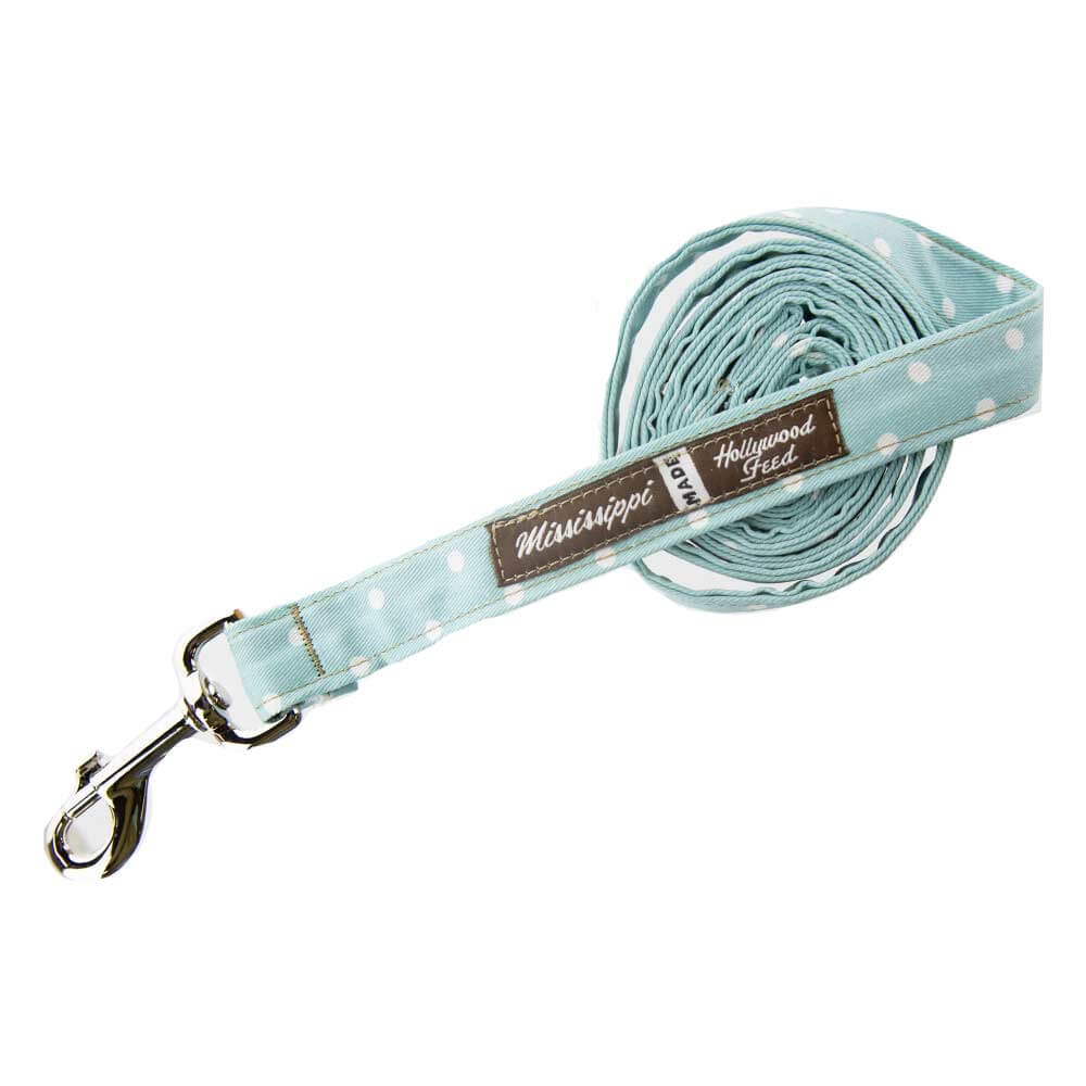Mississippi Made Dog Leash - Turquoise Mini Dots