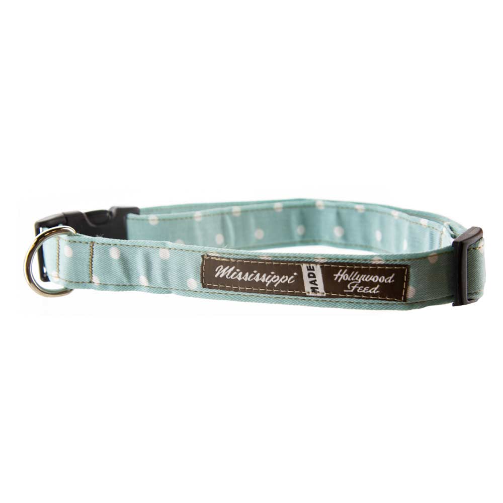 - Dog Collar - Turquoise Mini Dots