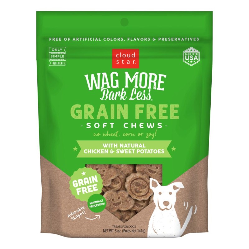 Cloud Star Dog Treats - Wag More Bark Less Grain Free Soft Chews with Natural Chicken & Sweet Potato