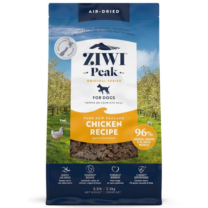 ZIWI Peak Gently Air Dried Dog Food – Grain Free & High Protein Raw Nutrition – Chicken Recipe - 5.5 lbs Bag