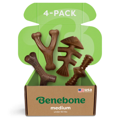 Benebone Dog Dental Chew Toy - Medium 4 Pack Box