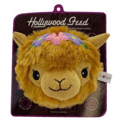 Hollywood Feed Nubbie Buddies Plush Dog Toy - 2 in 1 Squeaky Toy with Hidden Bonus Ball - Llama