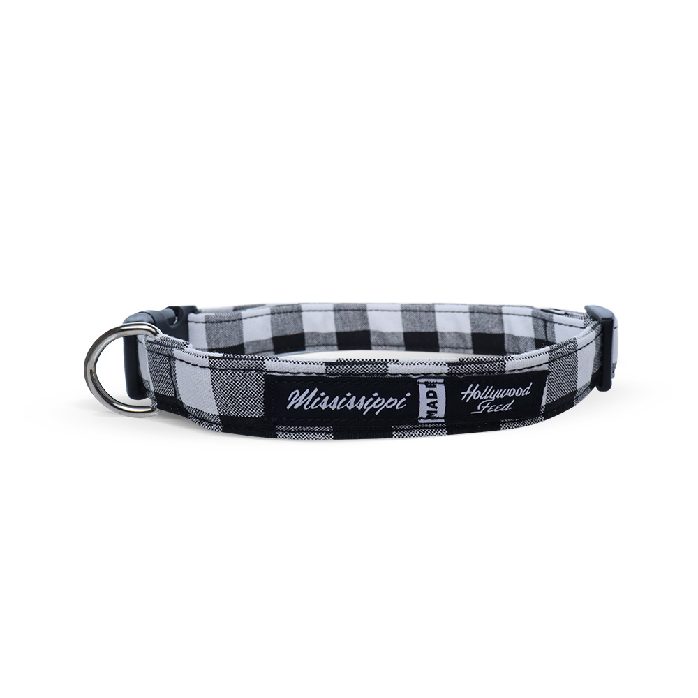 Mississippi Made Dog Collar - Black & White Buffalo Check