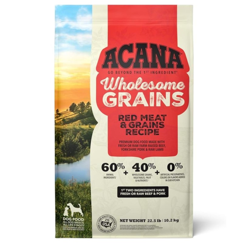 ACANA Wholesome Grains Dry Dog Food - Protein Rich with Limited Ingredients - Red Meat & Grains Recipe