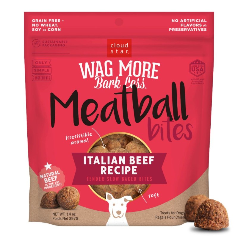 Cloud Star Dog Treats - Wag More Bark Less Grain Free Meatballs Bites - Italian Beef Recipe