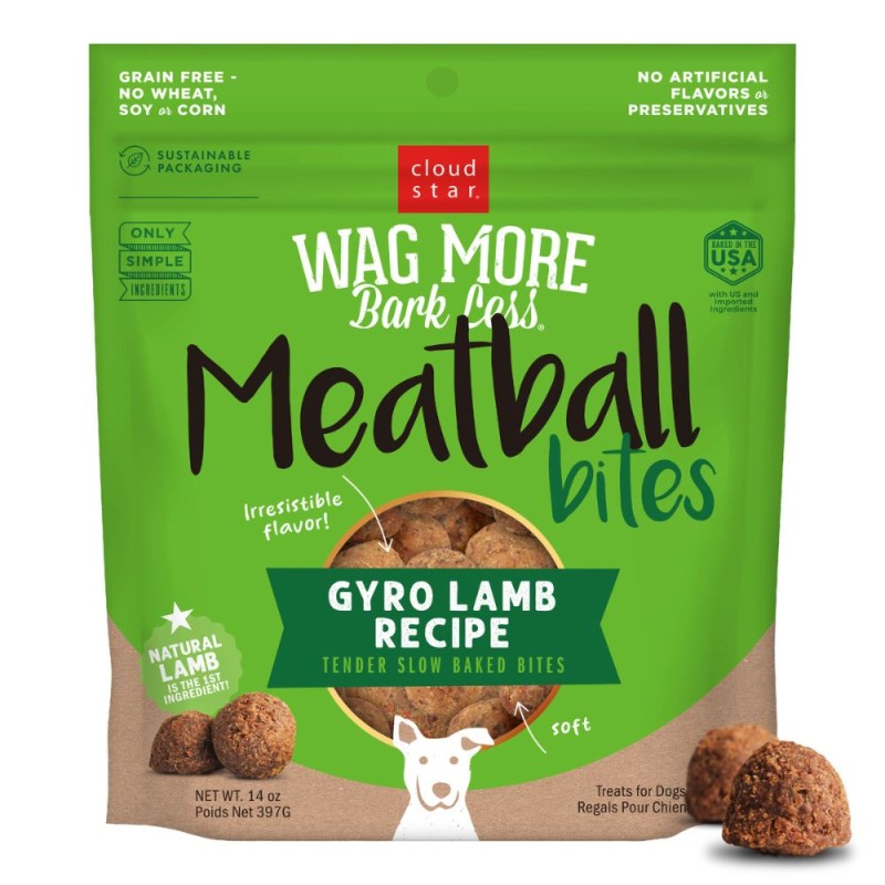 Cloud Star Dog Treats - Wag More Bark Less Grain Free Meatballs Bites - Gyro Lamb Recipe