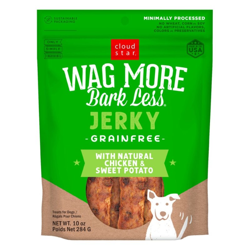 Cloud Star Jerky Dog Treats - Wag More Bark Less Grain Free with Natural Chicken & Sweet Potato