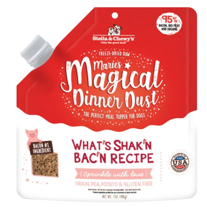 Stella & Chewy’s Freeze Dried Raw Dog Food Topper - Grain Free Meal Enhancer - Marie’s Magical Dinner Dust What’s Shak’n Bac’n Recipe