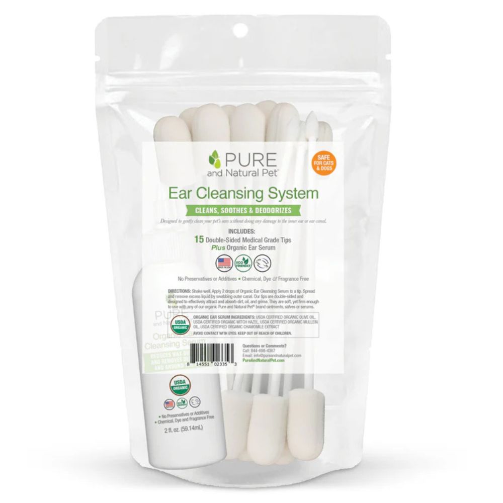 Pure and Natural Pet Organic Dog Ear Cleansing System - Cleans, Soothes & Deodorizes - Prevent Infections & Remove Wax