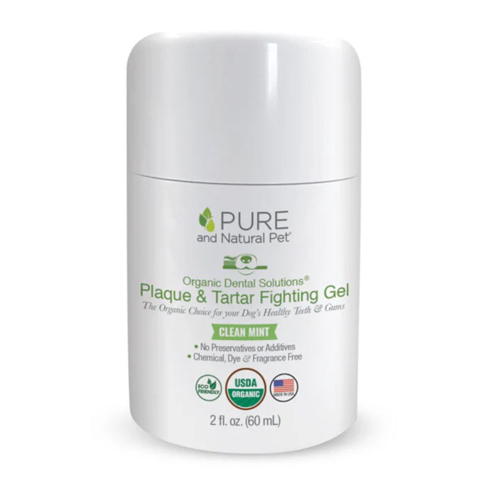 Pure and Natural Pet Organic Dental Solutions Plaque & Tartar Fighting Gel for Dogs - Clean Mint