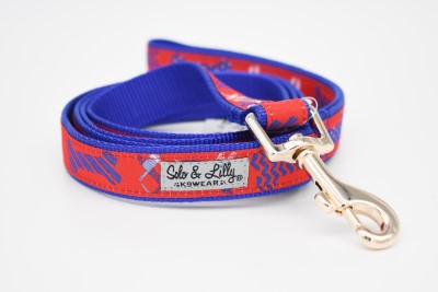 Solo & Lilly - Dog Leash - Red,  White,  & Blue Bones