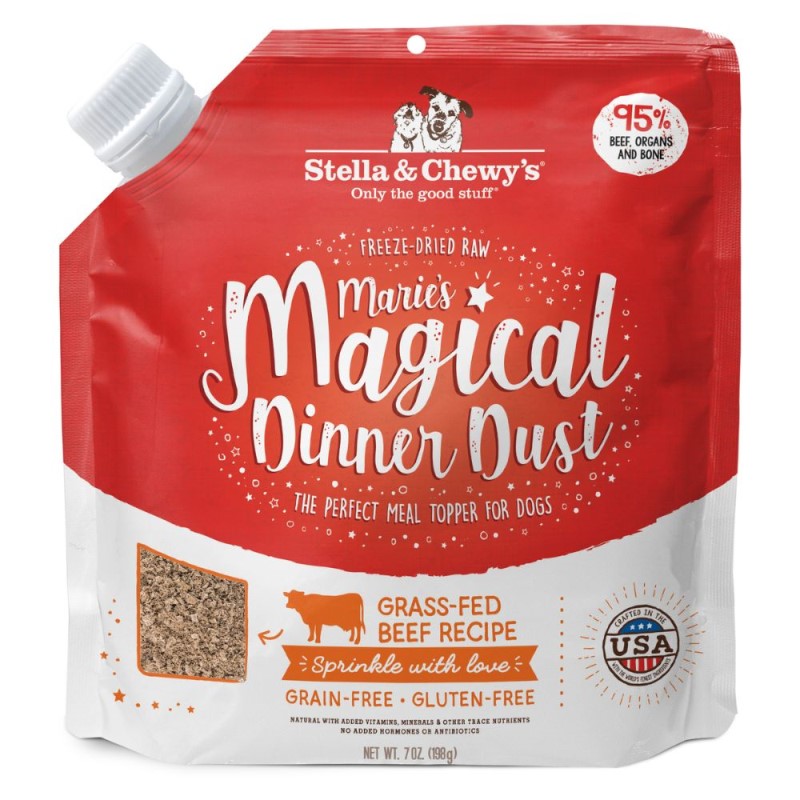 Stella & Chewy's Freeze Dried Raw Dog Food Topper - Grain Free Meal Enhancer - Marie’s Magical Dinner Dust Grass Fed Beef Recipe