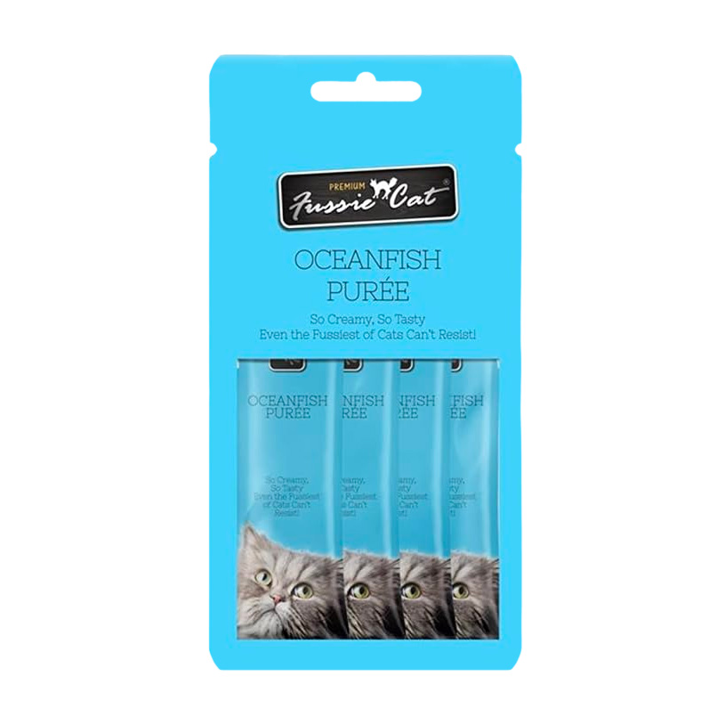 Fussie Cat Lickable Cat Treats - Ocean Fish Puree-2.0 oz - 4 Pack