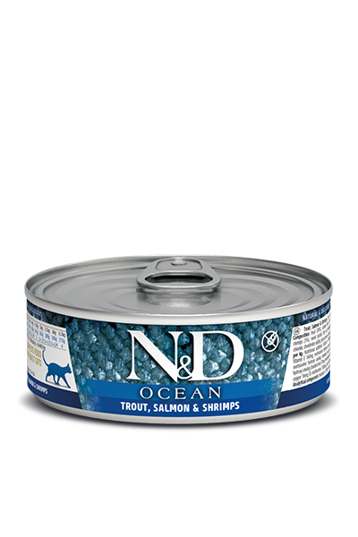 Farmina N&D Ocean Wet Cat Food - Trout, Salmon & Shrimp-Case of 24