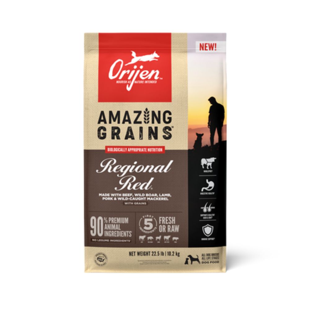 Orijen Amazing Grains Dry Dog Food - High Protein WholePrey Diet - Regional Red