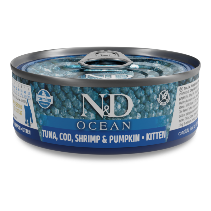 Farmina N&D Ocean Wet Kitten Food - Cod, Shrimp, & Pumpkin-Case of 24