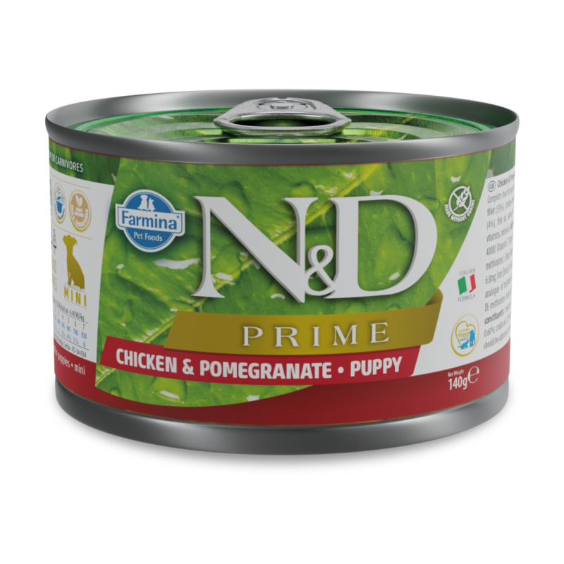 Farmina N&D Prime Wet Puppy Food - Chicken & Pomegranate Mini Puppy-Case Of 6, 4.9 Oz Cans