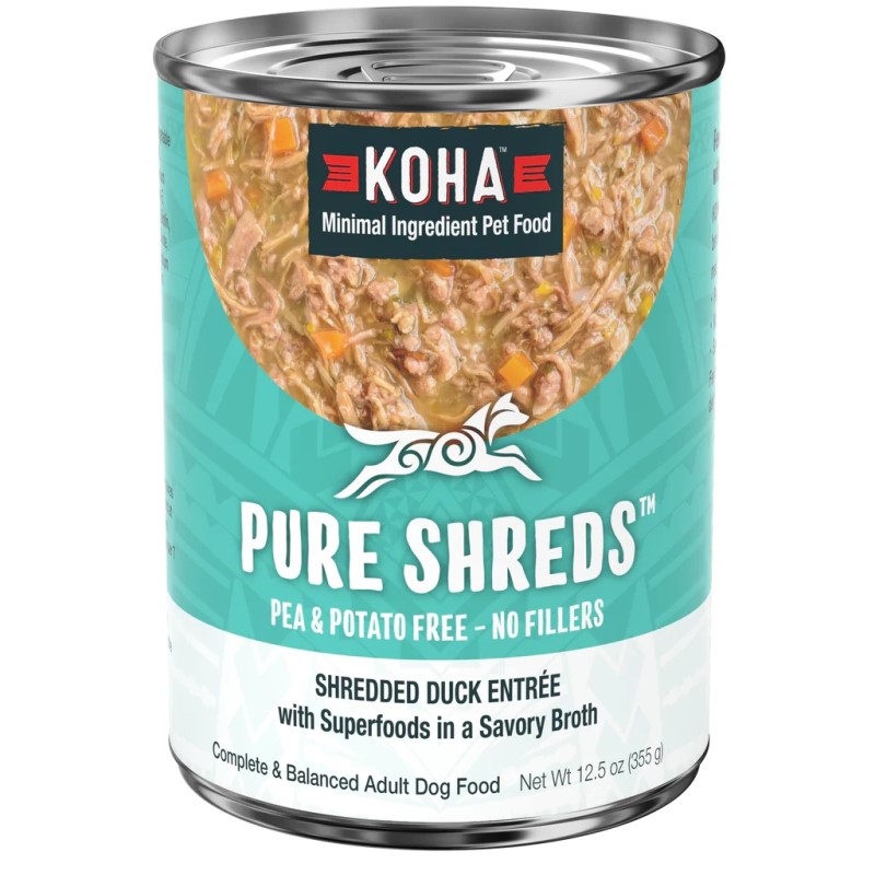 ドッグフード A.kuda Koha Pure Shreds Wet Dog Food Limited Ingredient Duck Case Of 12 | H