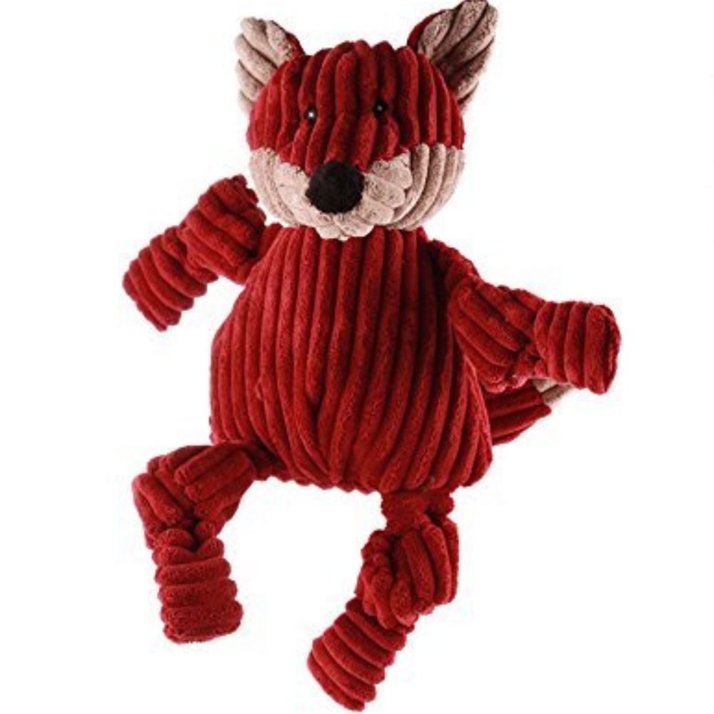 HuggleHounds Knotties® Plush Dog Toy - Durable with Tuffut Technology & Multiple Squeakers - Fox