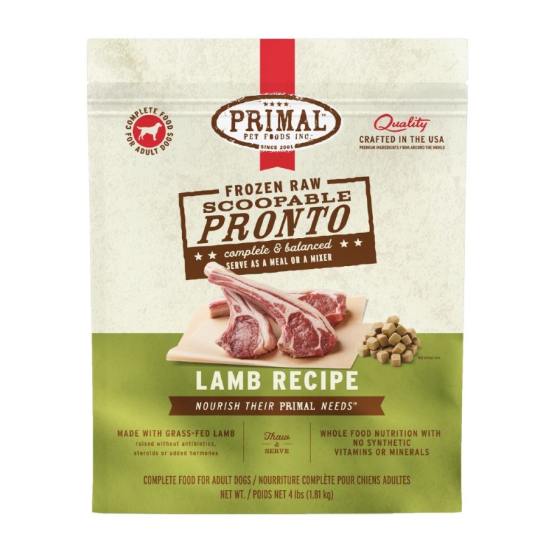 Primal Frozen Scoopable Pronto Dog Food - Raw & Natural Nutrition - Lamb Recipe