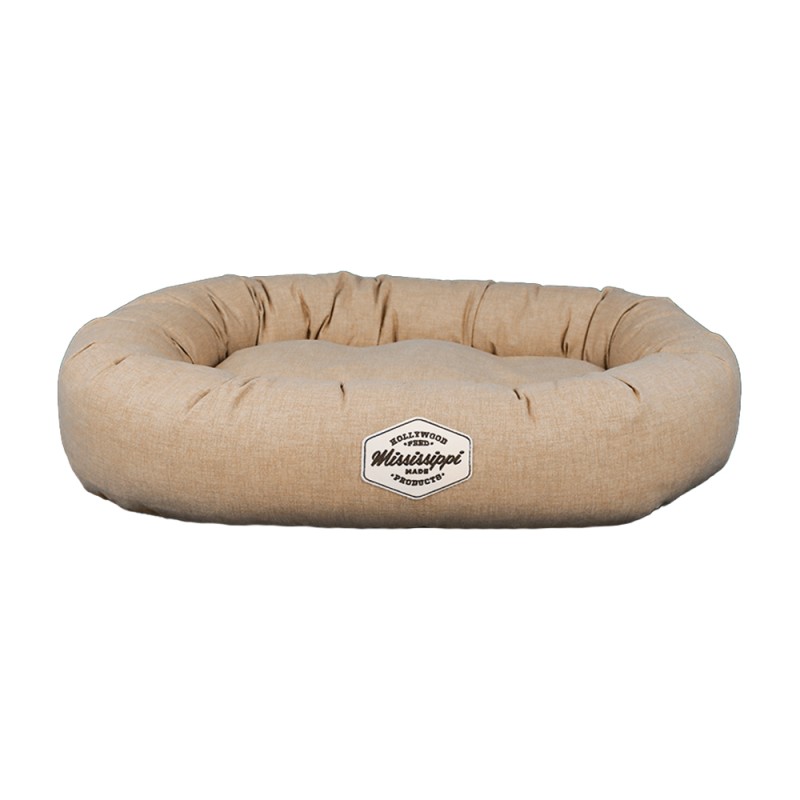 Mississippi Made Ultra Soft Donut Dog Bed - Washable Cover & Supportive Design for Comfort - Universal Khaki