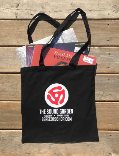 45 RPM Spindle Canvas Tote Bag/Black