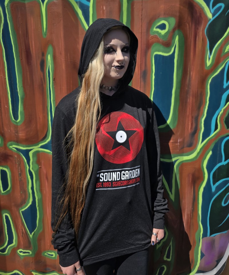 The Sound Garden/"Record Star" Hooded Long Sleeve Shirt@Graphite Grey - Medium