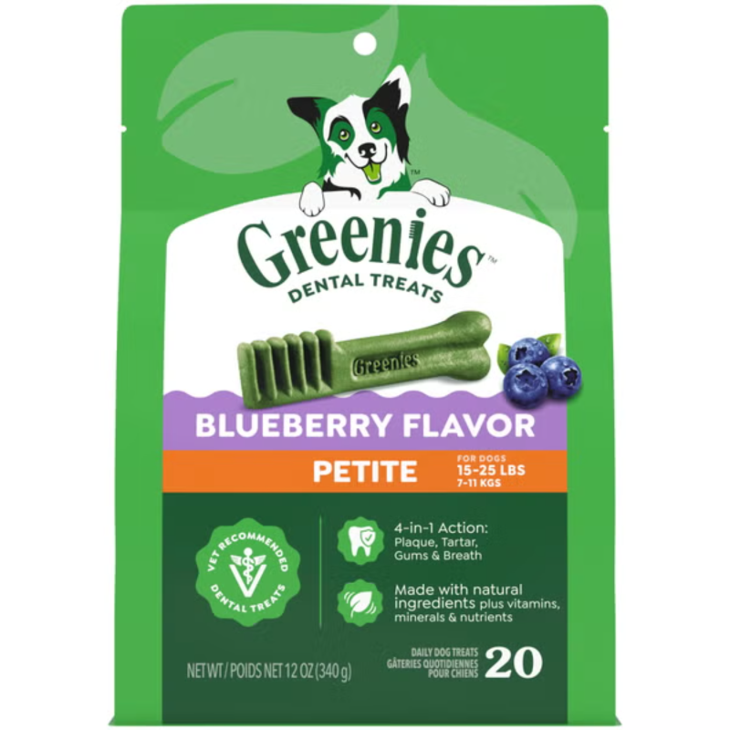 Greenies Adult Dental Dog Treats Petite Size-Blueberry Flavor