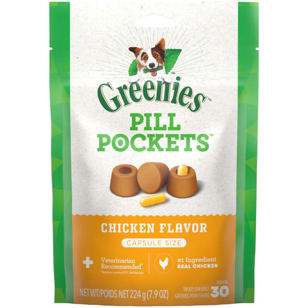 Greenies Original Pill Pockets® Treats for Dogs-Capsule Size Chicken Flavor