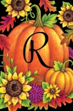 Custom Decor Initial R Pumpkin Sunflower Fall Garden Flag