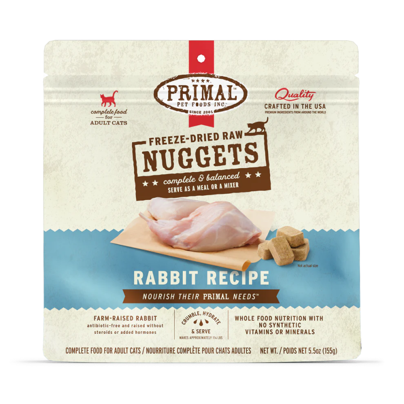 Primal Feline Freeze-Dried Nuggets Rabbit Recipe