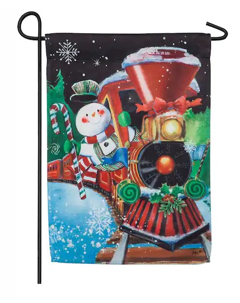 Evergreen Snowflake Express Christmas Garden Flag