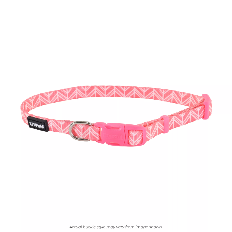 Coastal Pet Products Li'l Pals Adjustable Patterned Dog Collar-Pink Tribal Chevron