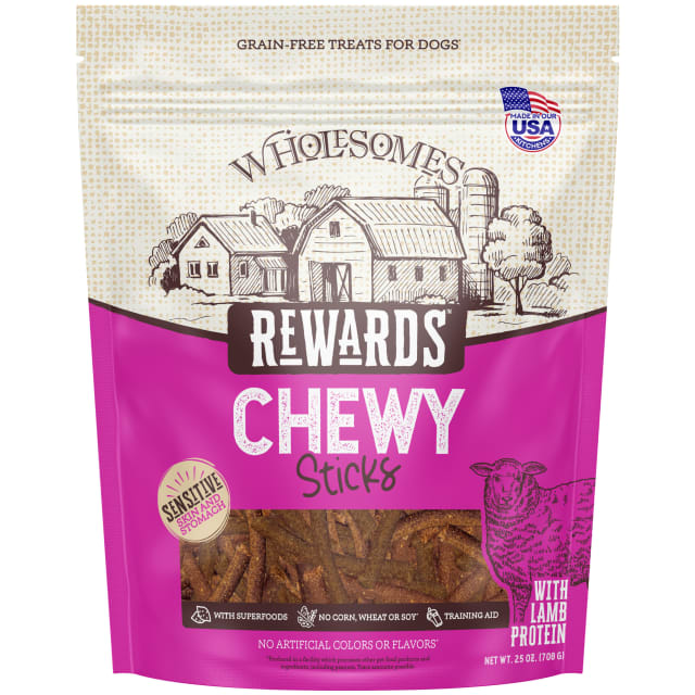 Wholesomes Rewards Chewy Lamb Sticks Jerky Treats