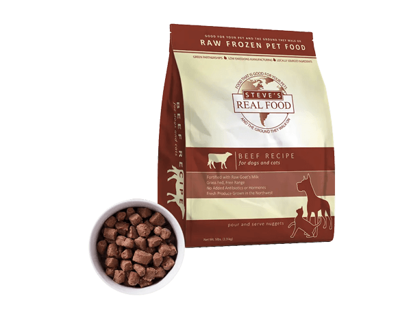 Steve's Real Food Frozen Raw Dog and Cat Food Nuggets-Beef Recipe