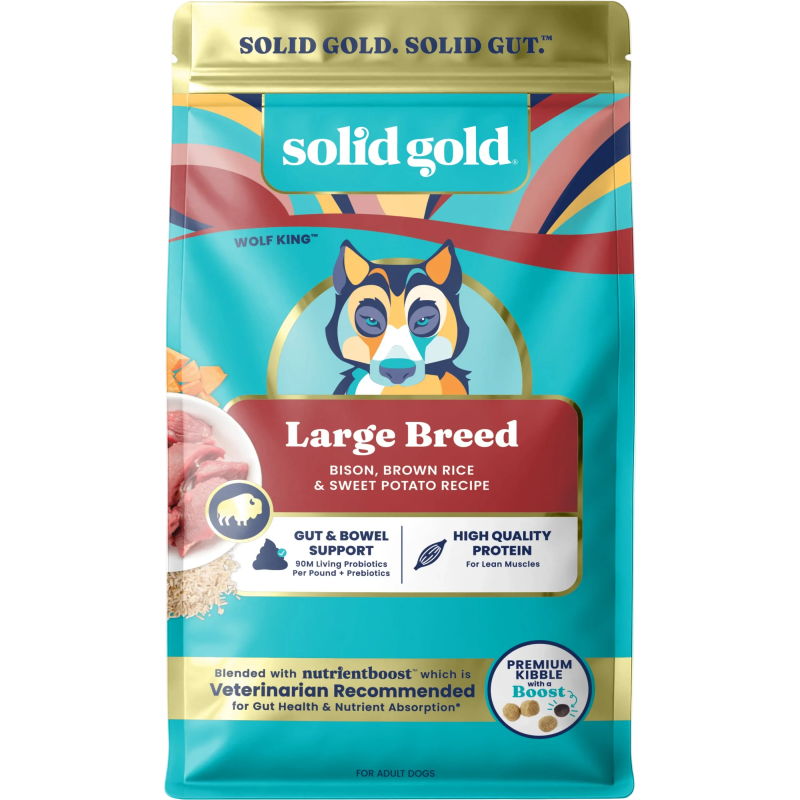 Solid Gold Wolf King Bison, Brown Rice & Sweet Potato Recipe for Large Breed Dogs
