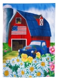 Evergreen Patriotic Barn Garden Flag