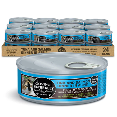 Dave's Naturally Healthy™ Grain Free Canned Cat Food Tuna and Salmon Dinner in Aspic