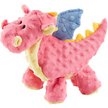 goDog Dragon Chew Guard Squeaky Plush Dog Toy-Coral