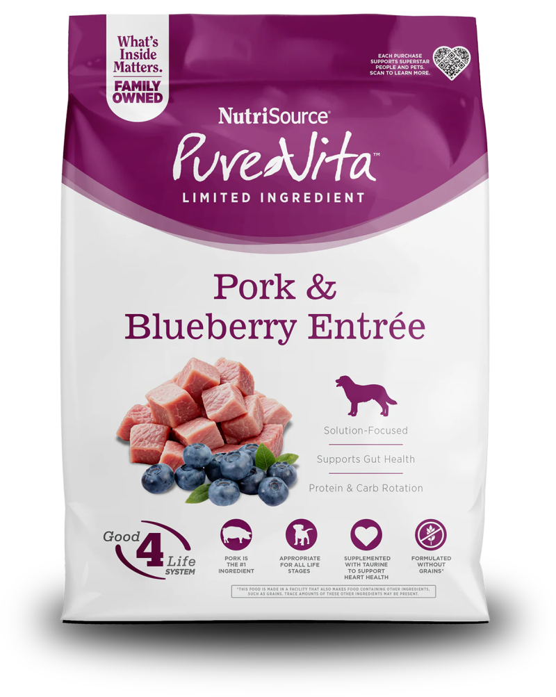 PureVita Grain Free Pork & Blueberry Entrée Dog Food