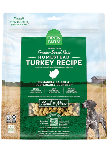 Open Farm Homestead Turkey Recipe Freeze Dried Raw Morsels for Dogs