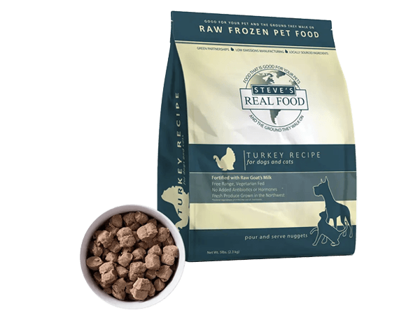 Steve's Real Food Frozen Raw Dog and Cat Food Nuggets-Turkey Recipe