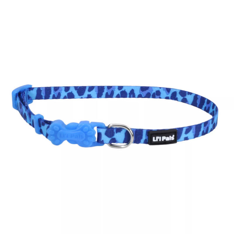 Coastal Pet Products Li'l Pals Adjustable Patterned Dog Collar-Blue Leopard