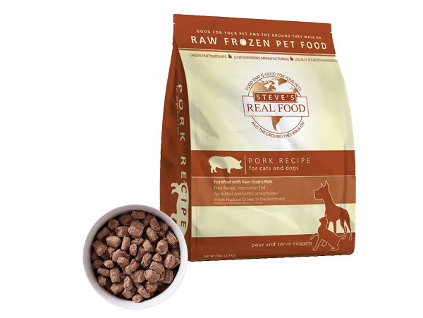 Steve's Real Food Frozen Raw Dog and Cat Food Nuggets-Pork Recipe
