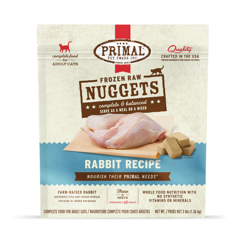 Primal Feline Raw Frozen Nuggets-Rabbit Recipe