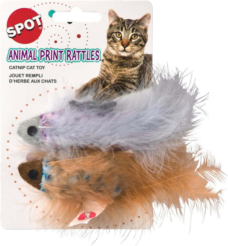 Animal Print Rattle with Catnip Cat Toy-2 Pack